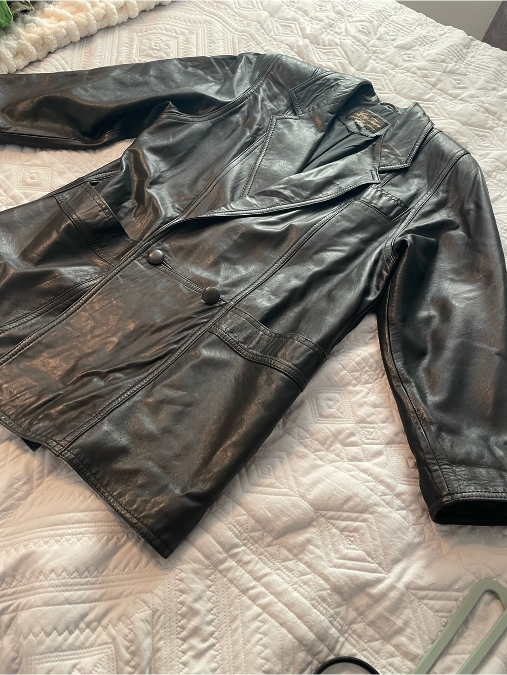 😍 Coat Sale ,Closet Clean Out ! Black Leather Blazer Jacket - Picture 10 of 15
